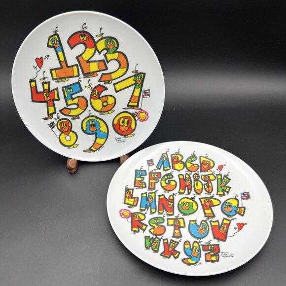Alpha-Toons Creations Other - 2 Vintage ART LIEB Alpha-Toon Creations 1973 Plastic Plates A-B-C & 1-2-3